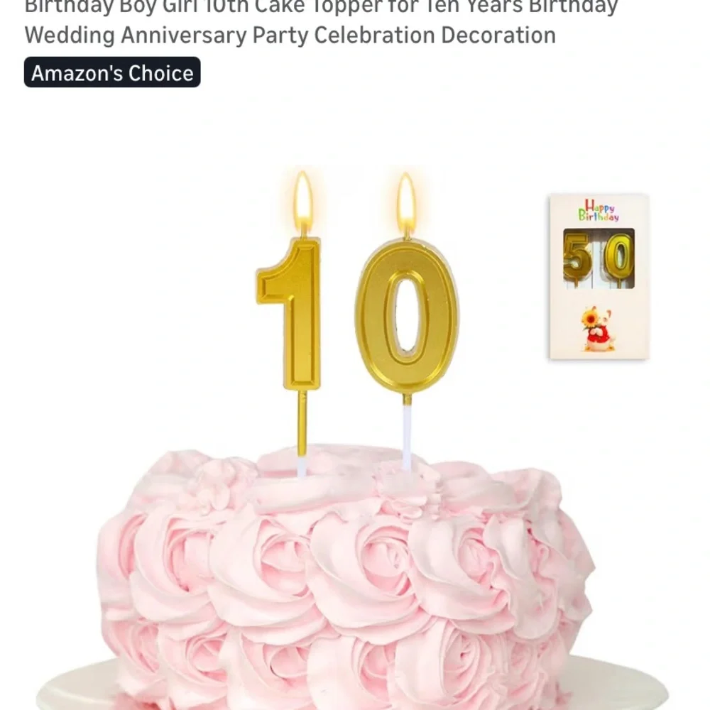 Gold Number 10 Birthday Candles